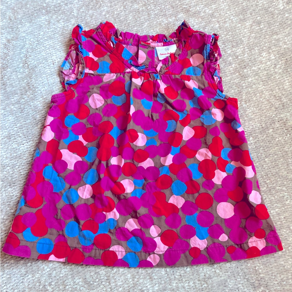 Hanna Andersson Sleeveless Top Polka Dot Loose Fit 100% Cotton, 120cm US 6-7โ